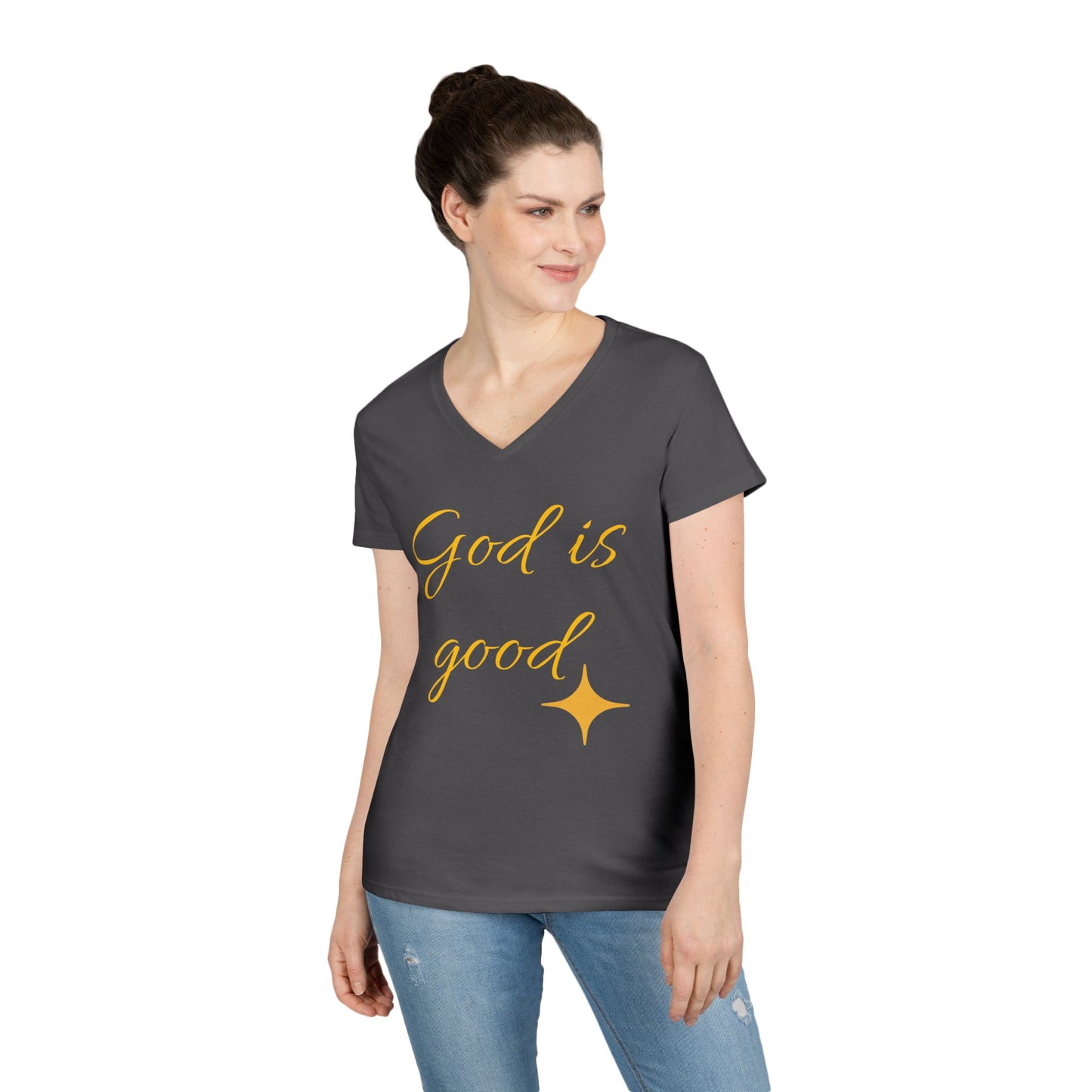 God is good. Ladies' V-Neck T-Shirt