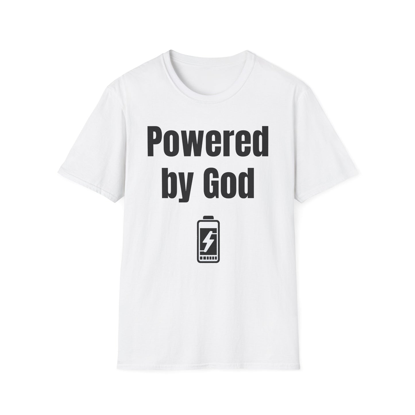 Powered by God. Unisex Softstyle T-Shirt