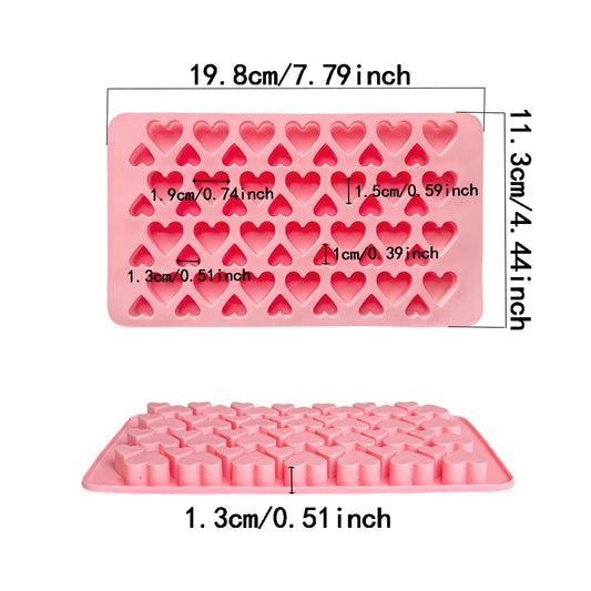 56 cavity size heart-shaped chocolate silicone mold 3D candy, biscuit, chocolate, ice tray making mold, cake decoration baking